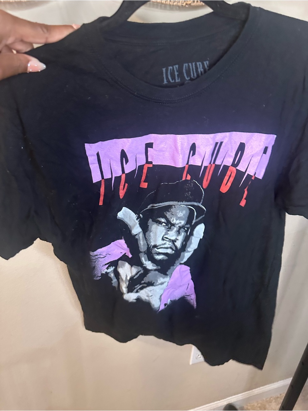 Graphic Tee - Black with Purple & Red Print